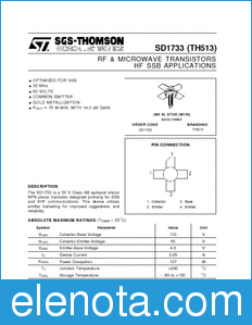 STMicroelectronics SD1733 datasheet