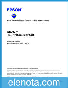 EPSON SED1374 datasheet