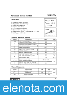 Fairchild SFP9Z24 datasheet