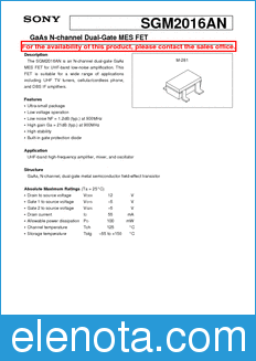 Sony Semiconductor SGM2016AN datasheet