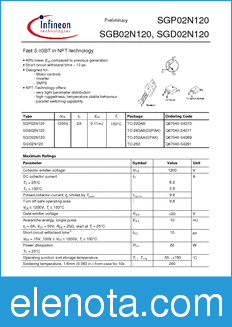 Infineon SGP02N120 datasheet