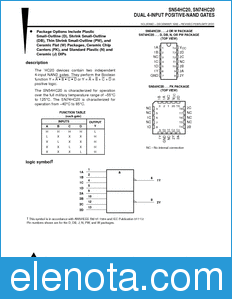 Texas Instruments SN54HC20 datasheet