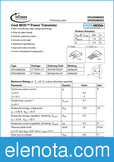 Infineon SPD03N60S5 datasheet