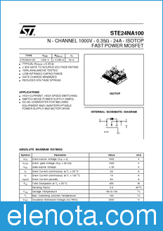STMicroelectronics STE24NA100 datasheet