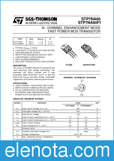 STMicroelectronics STP7NA60FI datasheet