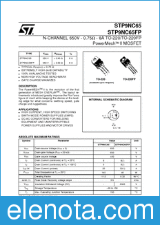 STMicroelectronics STP9NC65 datasheet