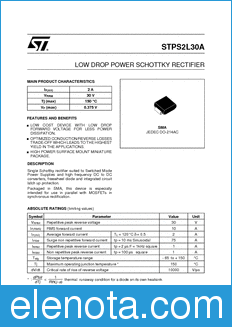 STMicroelectronics STPS2L30A datasheet