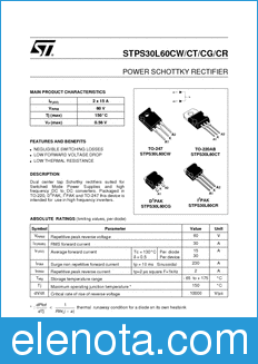 STMicroelectronics STPS30L60CG datasheet