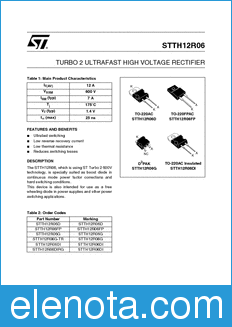 STMicroelectronics STTH12R06 datasheet