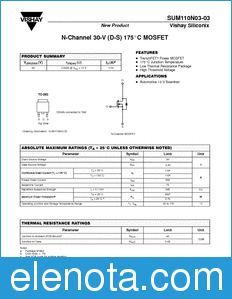 Vishay SUM110N03-03 datasheet