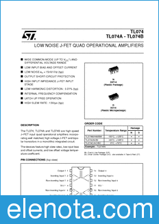 STMicroelectronics TL074CN datasheet