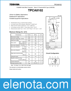 Toshiba TPCA8102 datasheet