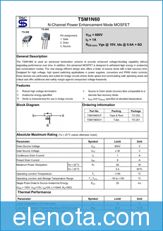 Taiwan Semiconductor TSM1N60 datasheet