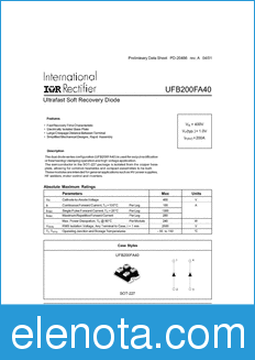 International Rectifier UFB200FA40 datasheet