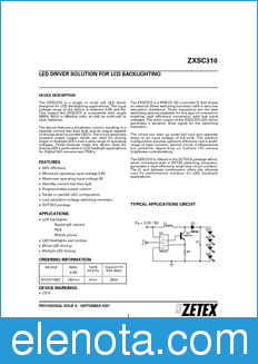 Zetex ZXSC310 datasheet