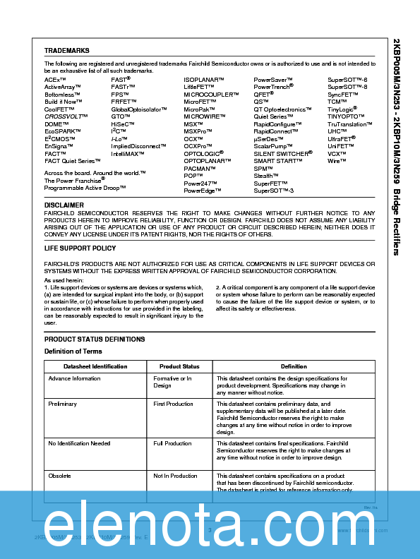 2KBP06M Datasheet PDF (84 KB) Fairchild | Pobierz z Elenota.pl