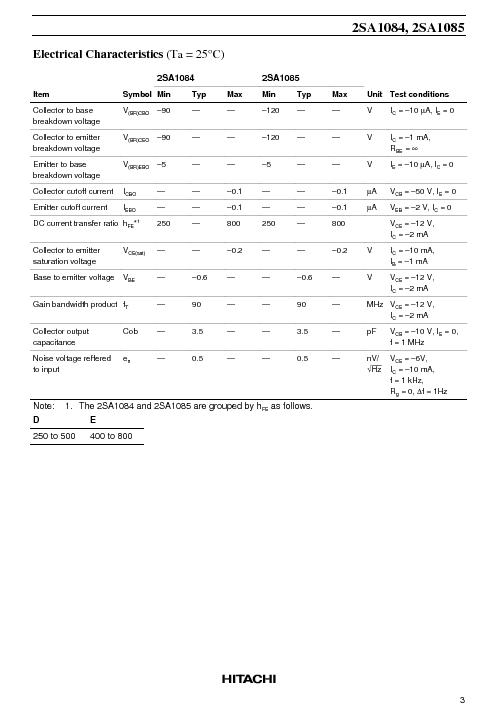 2SA1084 Datasheet PDF (40 KB) Hitachi | Pobierz z Elenota.pl