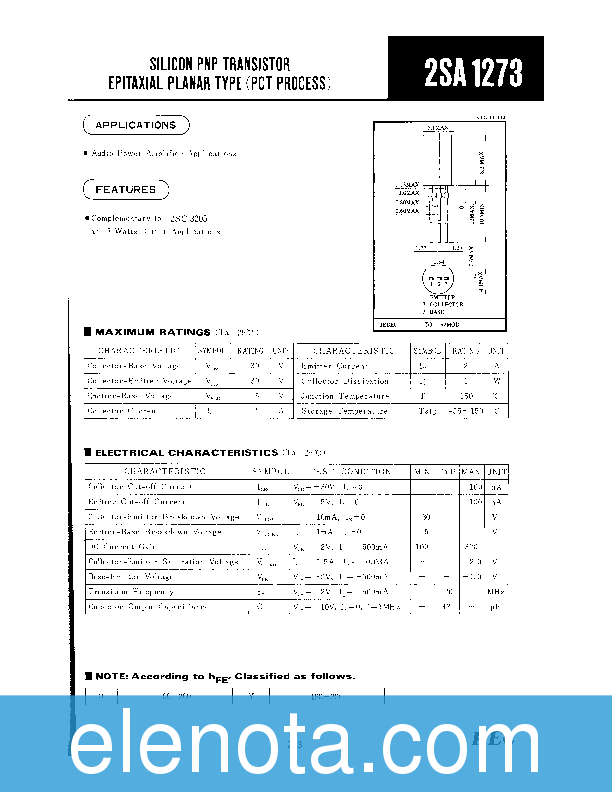 2SA1273 Datasheet PDF (38 KB) KEC | Pobierz z Elenota.pl