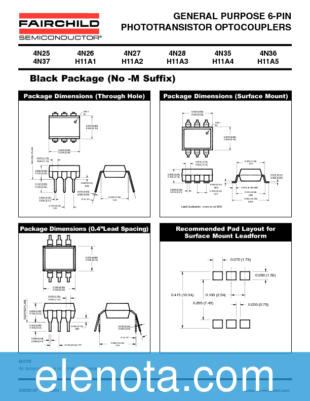 4N35 Datasheet PDF (245 KB) Fairchild | Pobierz z Elenota.pl