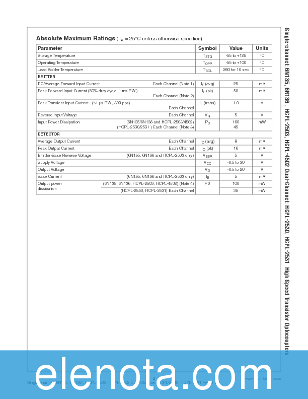 6N136 Datasheet PDF (578 KB) Fairchild | Pobierz z Elenota.pl