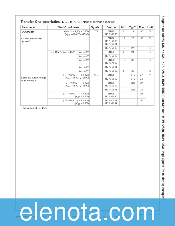 6N136 Datasheet PDF (578 KB) Fairchild | Pobierz z Elenota.pl