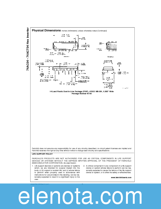 74AC04 Datasheet PDF (103 KB) Fairchild | Pobierz z Elenota.pl