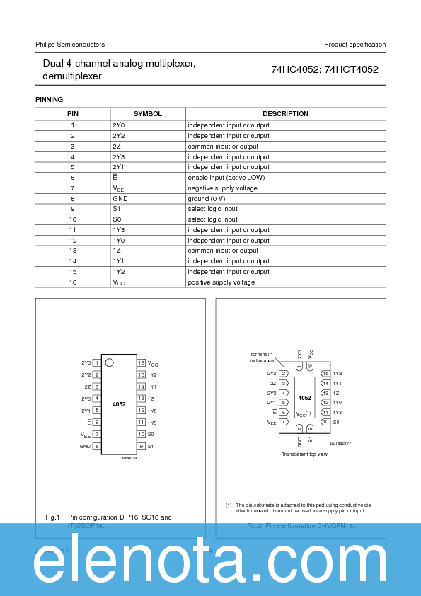74HC4052 Datasheet PDF (184 KB) Philips | Pobierz z Elenota.pl