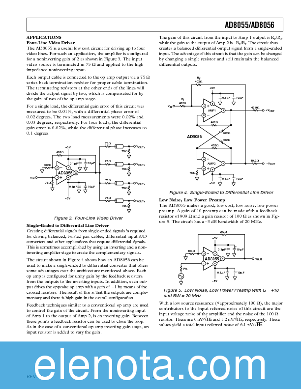 AD8055 Datasheet PDF (211 KB) Analog Devices | Pobierz z Elenota.pl