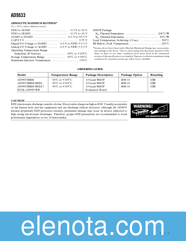 AD9833 Datasheet PDF (450 KB) Analog Devices | Pobierz z Elenota.pl