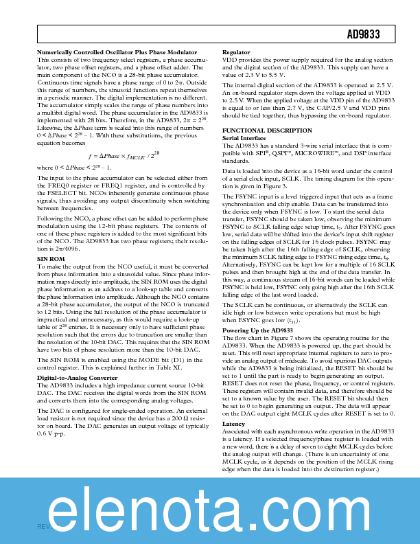 AD9833 Datasheet PDF (450 KB) Analog Devices | Pobierz z Elenota.pl