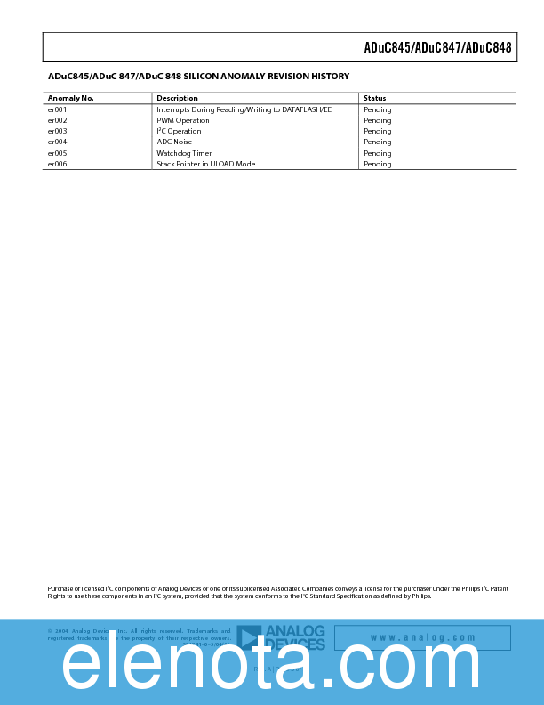 ADUC848 Datasheet PDF (57 KB) Analog Devices Pobierz z Elenota.pl