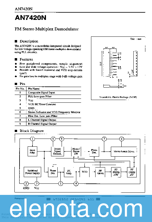 AN7420 Datasheet PDF (102 KB) Noname | Pobierz z Elenota.pl