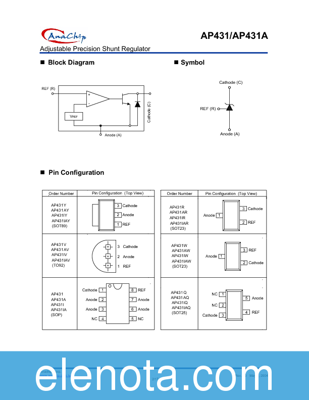 AP431 Datasheet PDF (323 KB) Anachip Corp | Pobierz z Elenota.pl