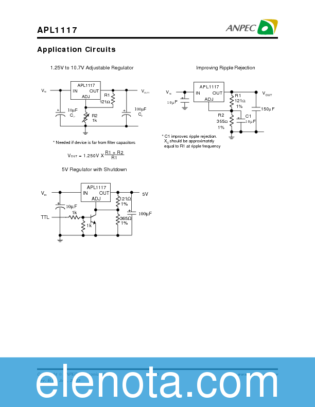 APL1117 Datasheet PDF (158 KB) Anpec Electronics | Pobierz z Elenota.pl
