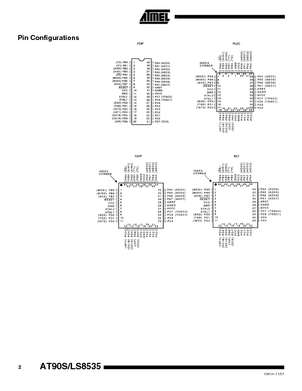 AT90S8535 Datasheet PDF (2.40 MB) Atmel | Pobierz z Elenota.pl