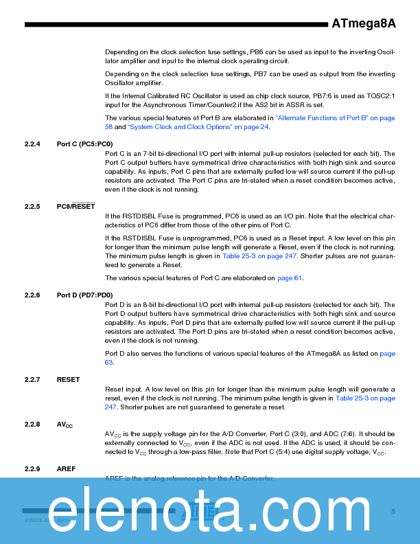 ATMEGA8A Datasheet PDF (469 KB) Atmel | Pobierz z Elenota.pl