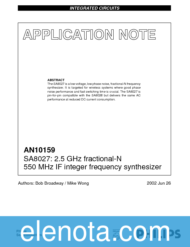 APPLICATION NOTE Datasheet PDF (2.37 MB) Philips | Pobierz z Elenota.pl