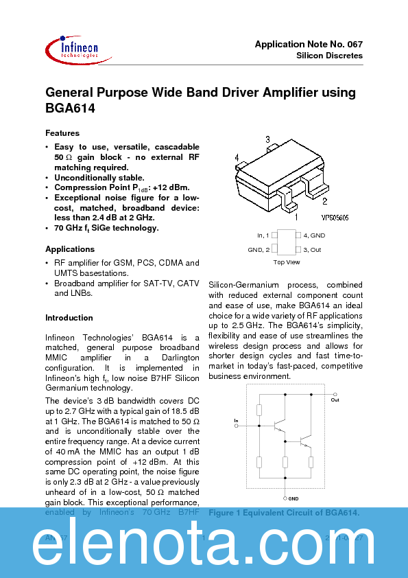 APPLICATION NOTES Datasheet PDF (71 KB) Infineon Pobierz z Elenota.pl