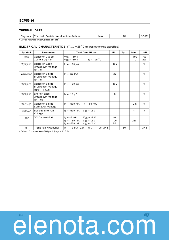 BCP53-16 Datasheet PDF (46 KB) STMicroelectronics | Pobierz z Elenota.pl