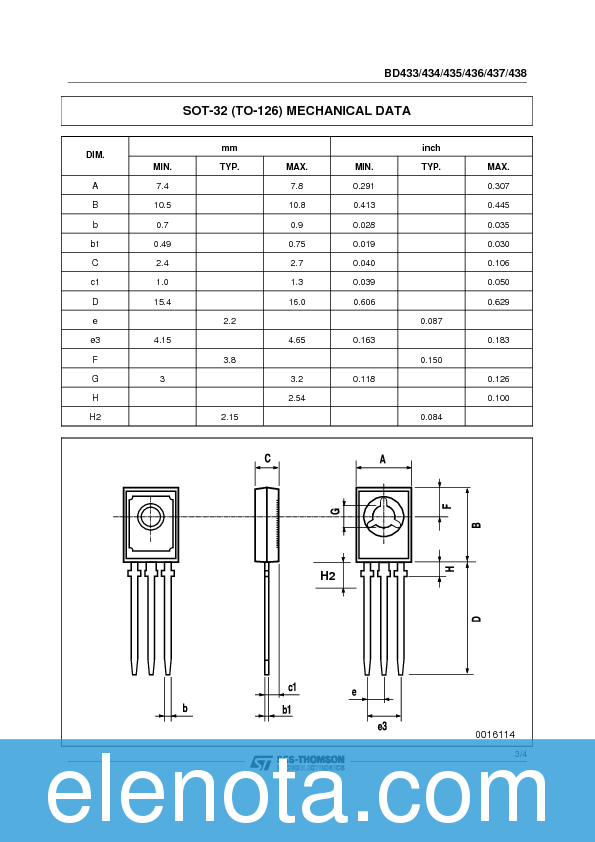BD433 Datasheet PDF (70 KB) STMicroelectronics | Pobierz z Elenota.pl