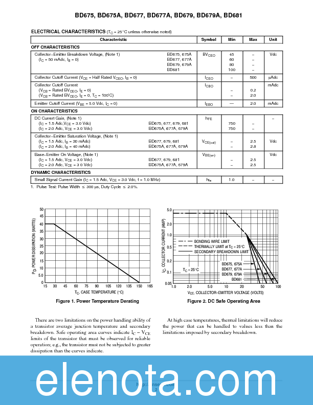 BD679 Datasheet PDF (61 KB) ON Semiconductor | Pobierz z Elenota.pl