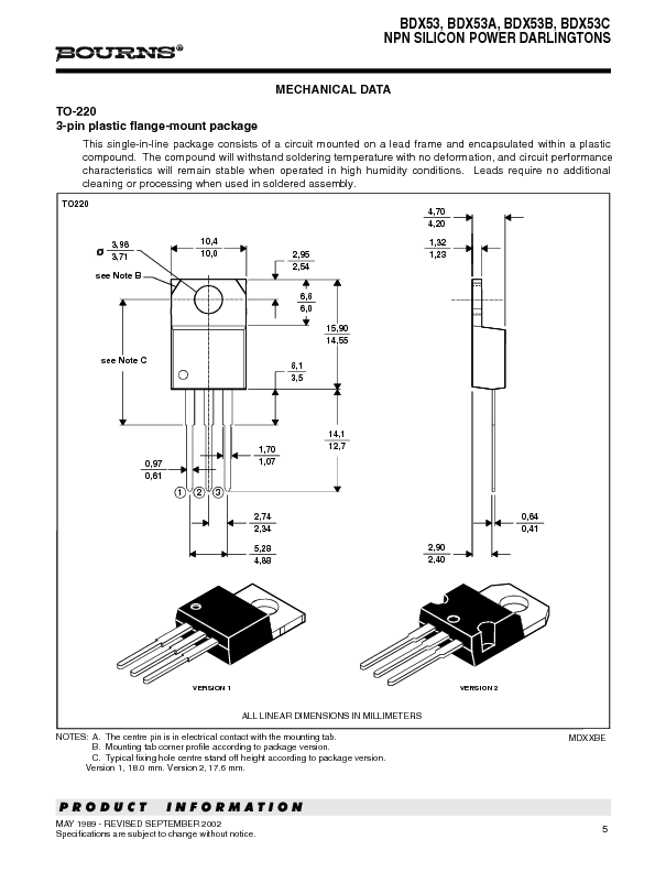 BDX53C Datasheet PDF (116 KB) Bourns Pobierz z Elenota.pl