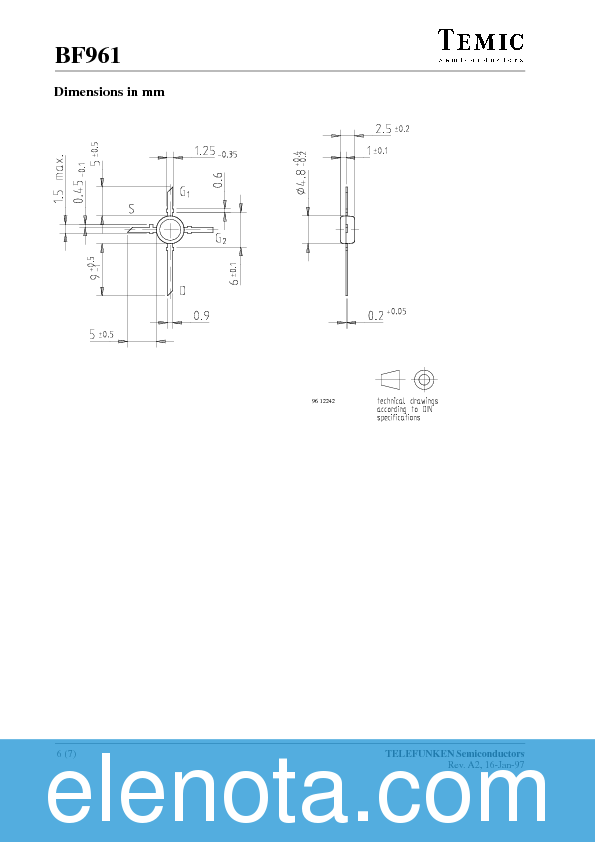 BF961 Datasheet PDF (105 KB) Temic | Pobierz z Elenota.pl