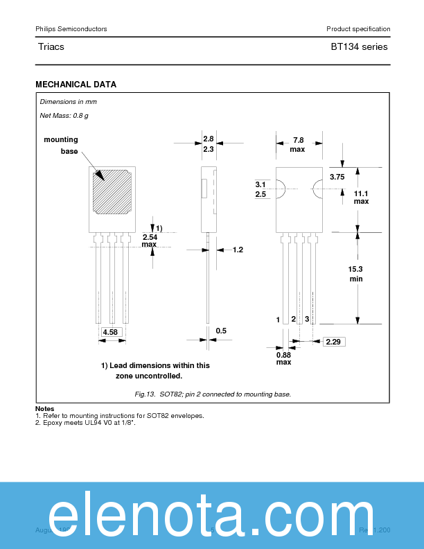 BT134 Datasheet PDF (39 KB) Philips | Pobierz z Elenota.pl