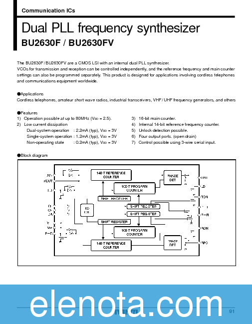 BU2630F Datasheet PDF (143 KB) Rohm | Pobierz z Elenota.pl