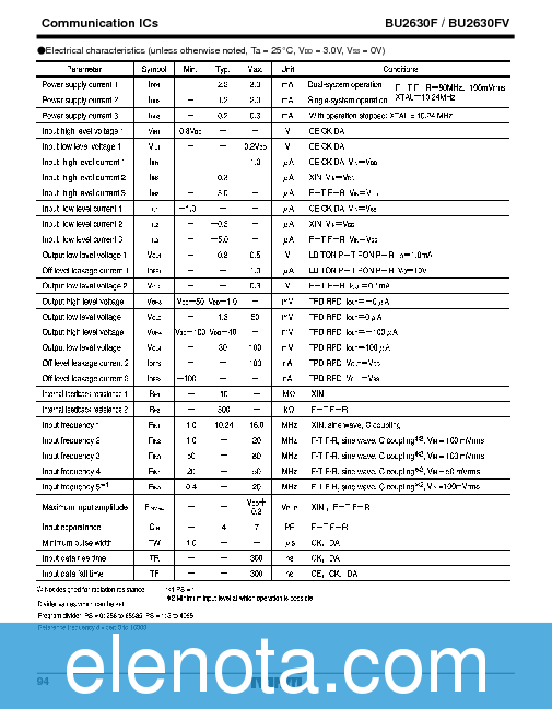 BU2630F Datasheet PDF (143 KB) Rohm | Pobierz z Elenota.pl
