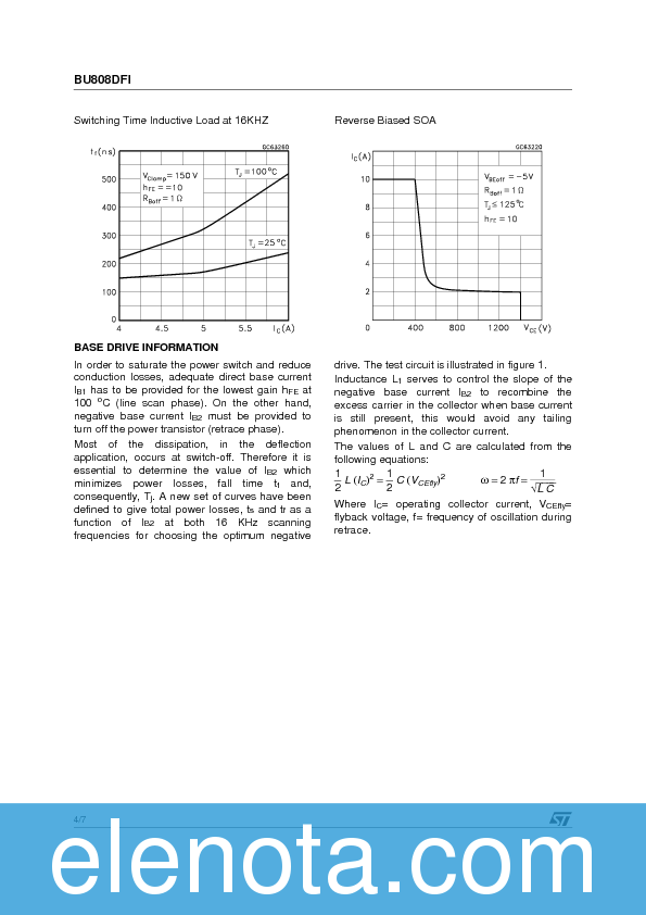 BU808DFI Datasheet PDF (217 KB) STMicroelectronics | Pobierz z Elenota.pl