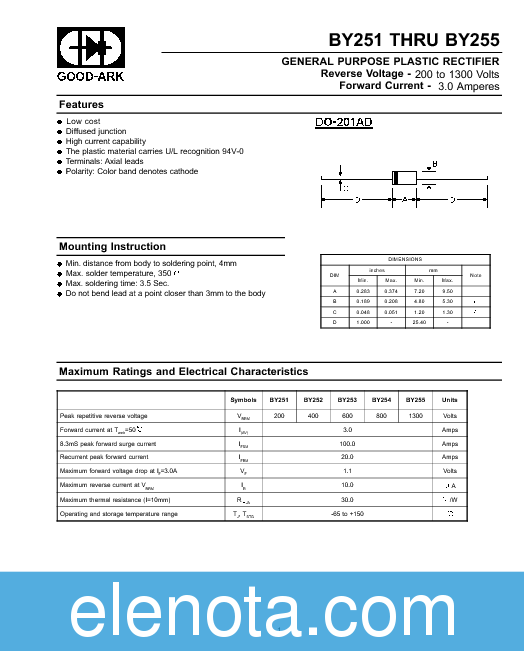 BY255 Datasheet PDF (50 KB) others | Pobierz z Elenota.pl