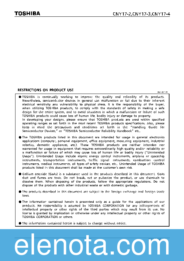 CNY17-2 Datasheet PDF (329 KB) Toshiba | Pobierz z Elenota.pl