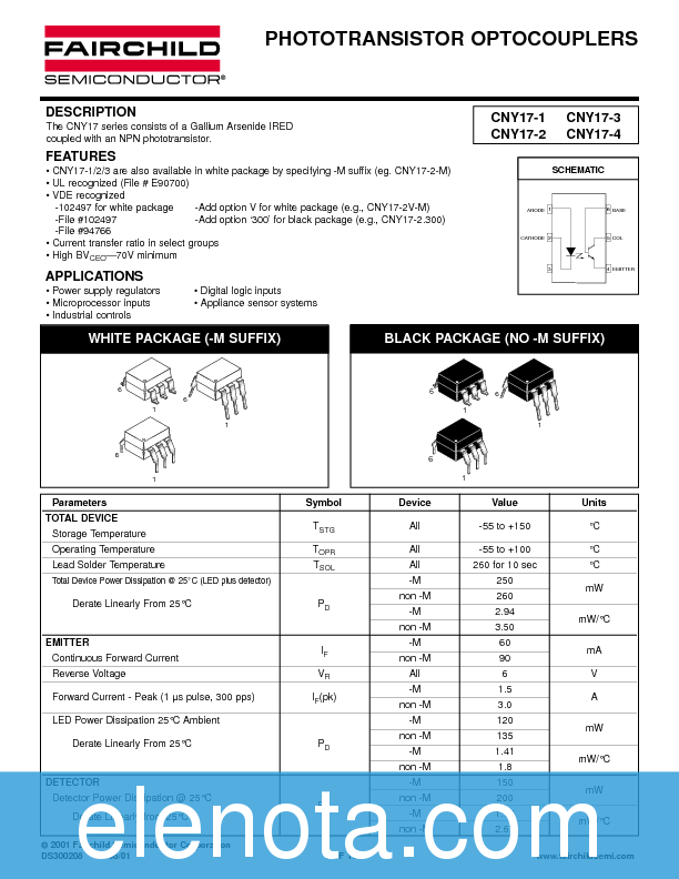 CNY17-4 Datasheet PDF (228 KB) Fairchild | Pobierz z Elenota.pl